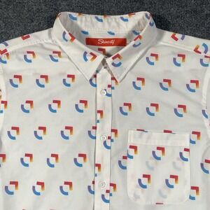 Shinesty Geometric Abstract All Over Print Short Sleeve Button Shirt Mens Large